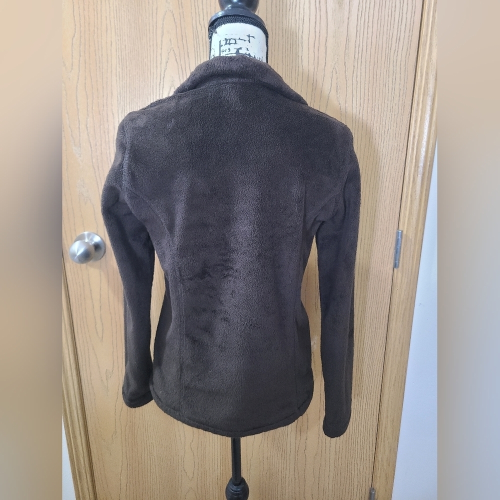 Land's End Chocolate Brown Fuzzy Fleece Quarter Zip Sweatshirt - Picture 2 of 3
